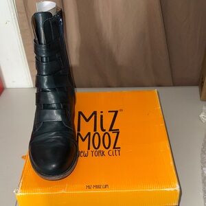 Miz Mooz Midnight Black Leather Boot
